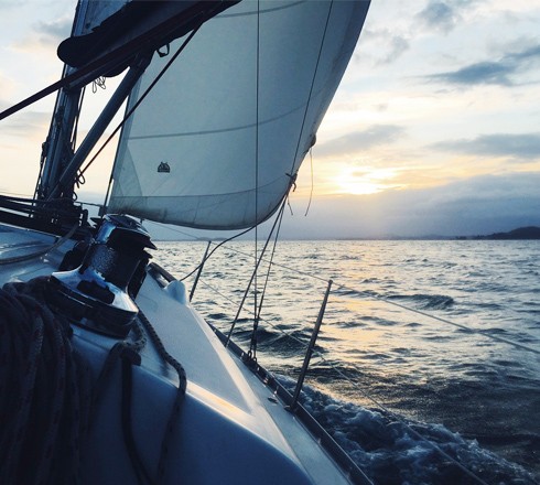 Picture of sailing boat sailing in the sea